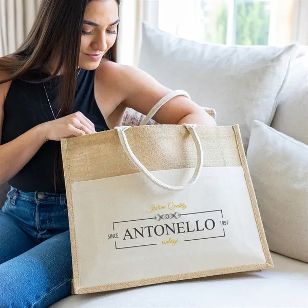 4.75" x 14" x 18" natural jute tote bag with 16"... from ASI 61125 Hit Promotional Products / Hit®