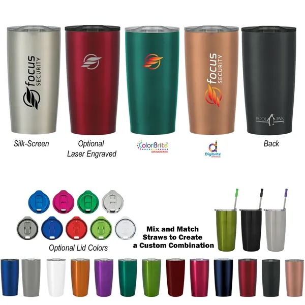 20 oz. stainless steel tumbler with double wall construction and snap-on,... from ASI 61125 Hit Promotional Products / Hit®