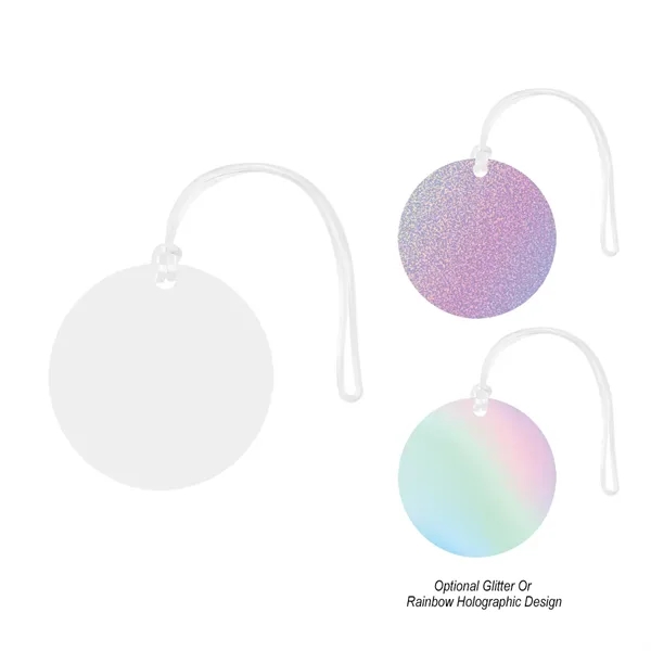 Round acrylic bag tag with PVC spaghetti strap attachment.... from ASI 61125 Hit Promotional Products / Hit®
