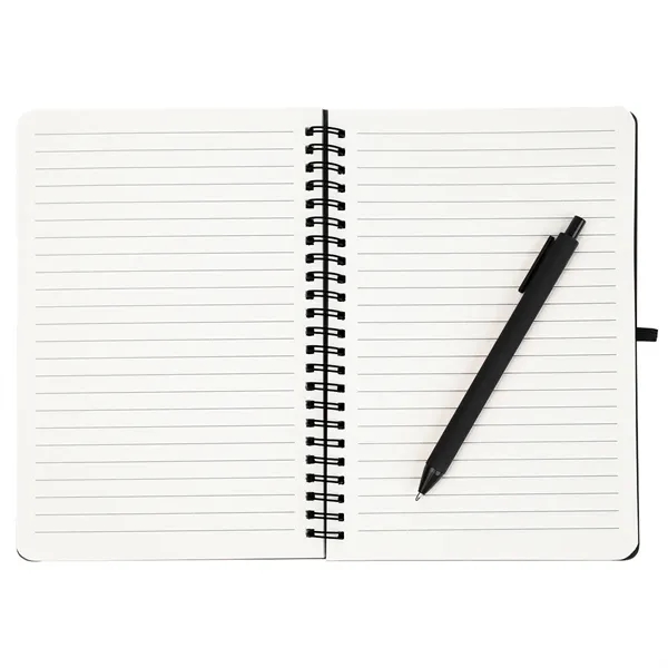 Spiral bound notebook with 80 lined pages, plunger action pen, strap... from ASI 61125 Hit Promotional Products / Hit®