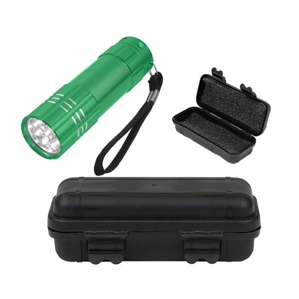 Aluminum LED flashlight with small hard case with foam.... from ASI 61125 Hit Promotional Products / Hit®