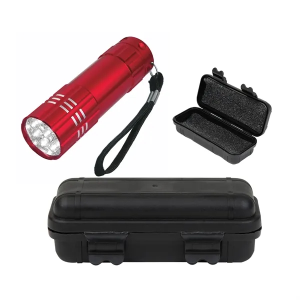 Aluminum LED flashlight with small hard case with foam.... from ASI 61125 Hit Promotional Products / Hit®