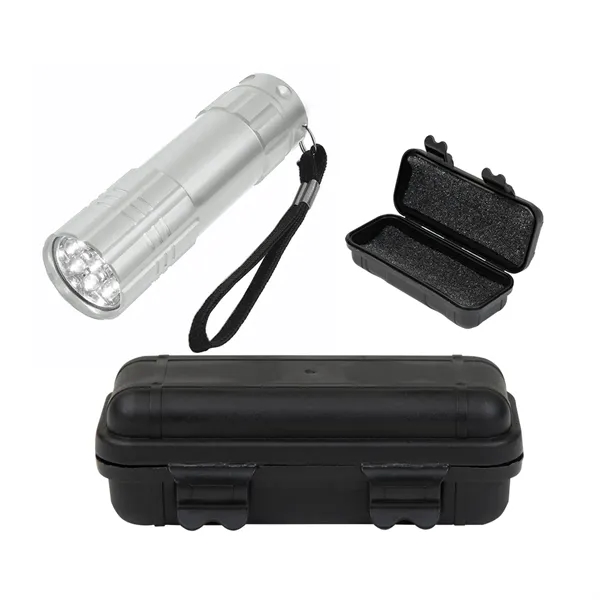 Aluminum LED flashlight with small hard case with foam.... from ASI 61125 Hit Promotional Products / Hit®