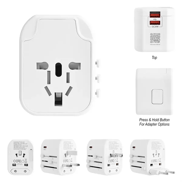 International travel adapter, compatible with 4 countries.... from ASI 61125 Hit Promotional Products / Hit®