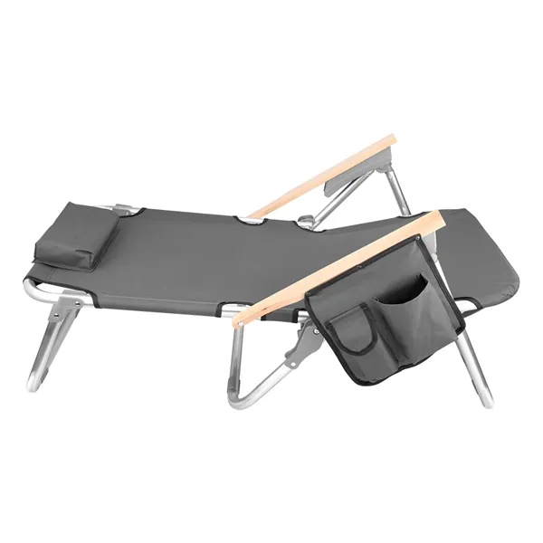 Portable reclining beach chair with arm rests, headrest and padded shoulder... from ASI 61125 Hit Promotional Products / Hit®