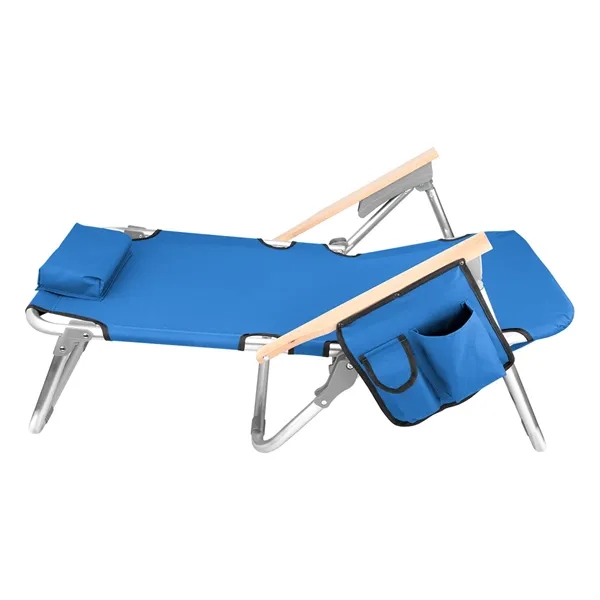 Portable reclining beach chair with arm rests, headrest and padded shoulder... from ASI 61125 Hit Promotional Products / Hit®