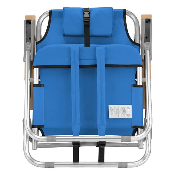 Portable reclining beach chair with arm rests, headrest and padded shoulder... from ASI 61125 Hit Promotional Products / Hit®