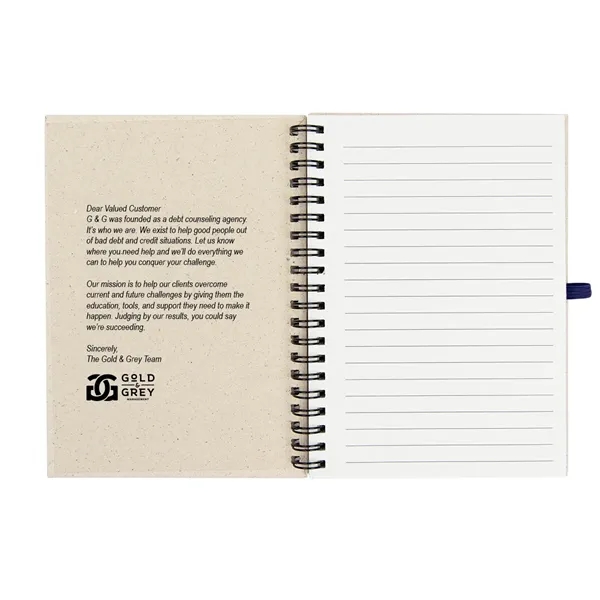 Spiral bound 70-page recycled paper notebook with elastic strap and pen... from ASI 61125 Hit Promotional Products / Hit®