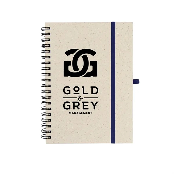 Spiral bound 70-page recycled paper notebook with elastic strap and pen... from ASI 61125 Hit Promotional Products / Hit®