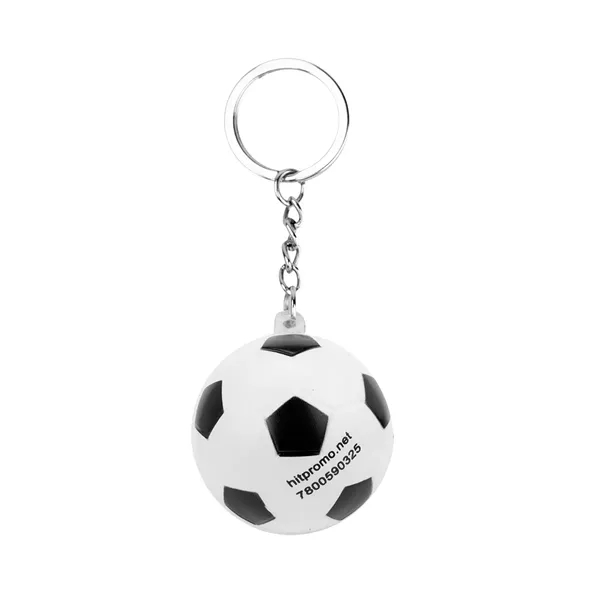 Soccer ball shaped stress reliever with split ring.... from ASI 61125 Hit Promotional Products / Hit®