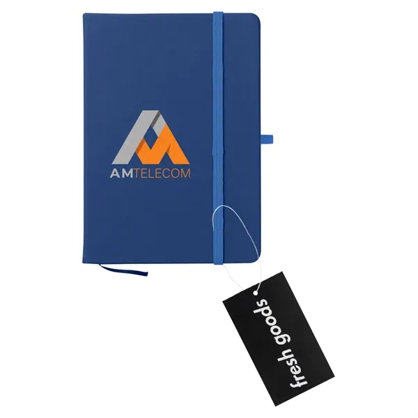 80 page lined notebook with bookmark, strap closure and pen loop;... from ASI 61125 Hit Promotional Products / Hit®