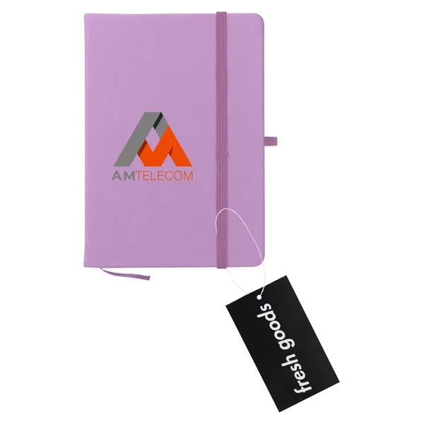 80 page lined notebook with bookmark, strap closure and pen loop;... from ASI 61125 Hit Promotional Products / Hit®