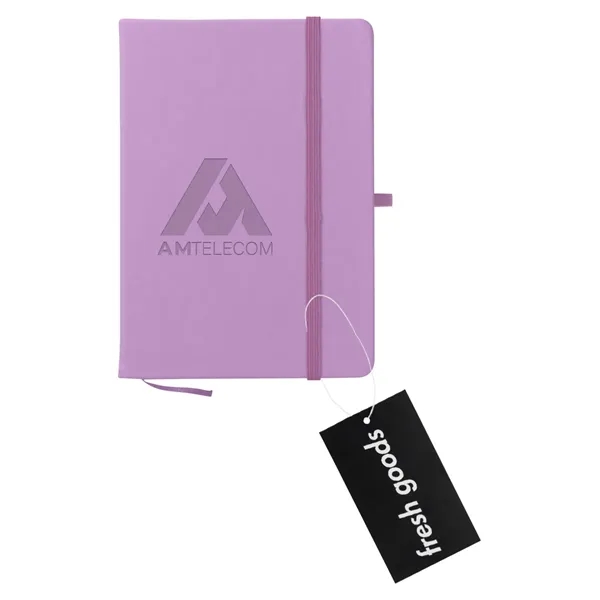 80 page lined notebook with bookmark, strap closure and pen loop;... from ASI 61125 Hit Promotional Products / Hit®