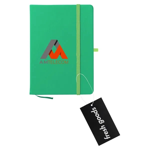 80 page lined notebook with bookmark, strap closure and pen loop;... from ASI 61125 Hit Promotional Products / Hit®