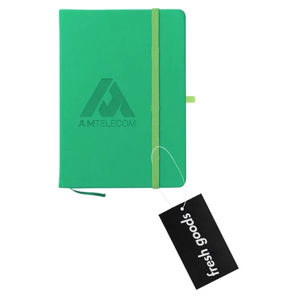 80 page lined notebook with bookmark, strap closure and pen loop;... from ASI 61125 Hit Promotional Products / Hit®