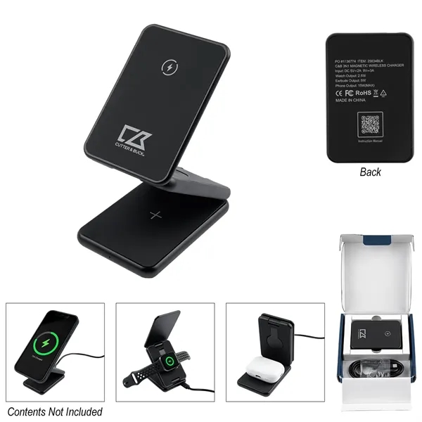 3-in-1 wireless charger designed with internal magnets.... from ASI 61125 Hit Promotional Products / Hit®