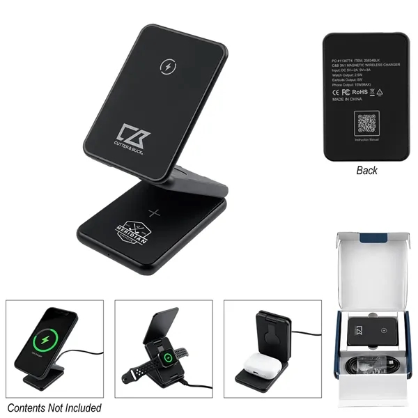 3-in-1 wireless charger designed with internal magnets.... from ASI 61125 Hit Promotional Products / Hit®