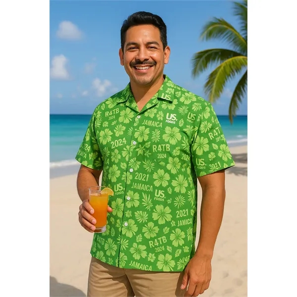 Full customized beach shirt features a classic cut with a pleat... from ASI 72657 Active Life Promo / Apres Ski