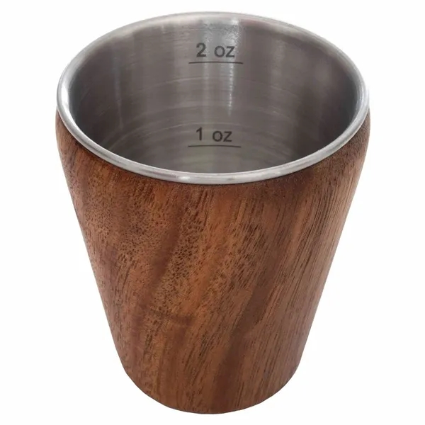 Acacia wood and stainless steel shot glass.... from ASI 91565 Totally Bamboo