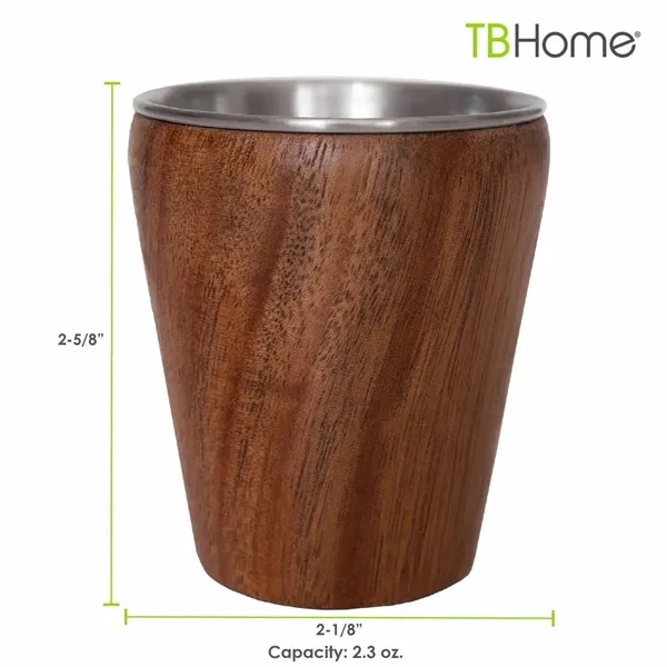 Acacia wood and stainless steel shot glass.... from ASI 91565 Totally Bamboo