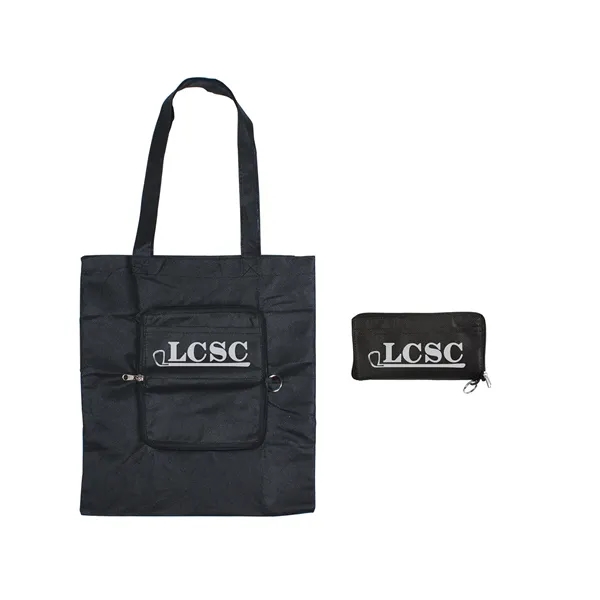 Foldable tote bag that zips into a slip pouch and includes... from ASI 79530 Prime Line