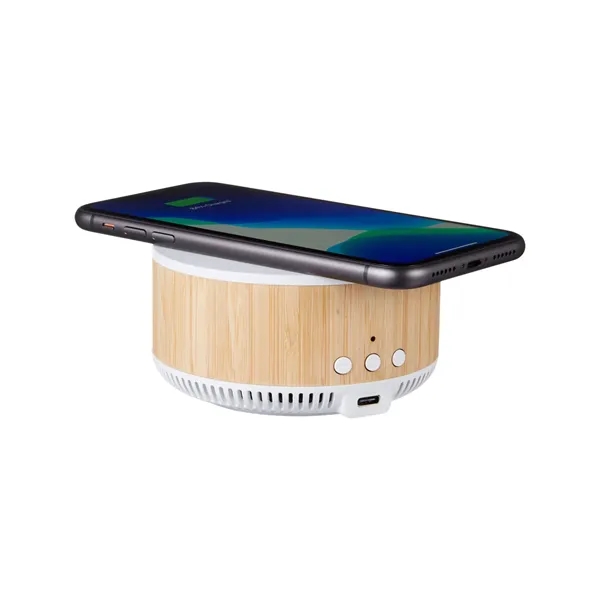 Wireless charger and speaker with a rechargeable 720mAh battery, 10-watt output,... from ASI 79530 Prime Line