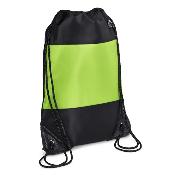 Microfiber and polyester drawstring backpack with air mesh exterior panel and... from ASI 79530 Prime Line