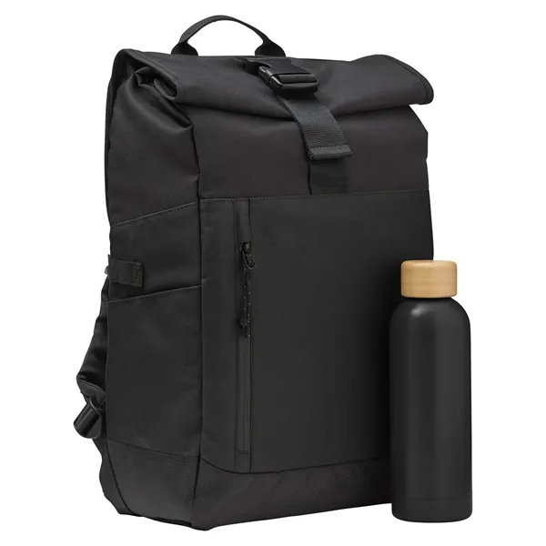 10.63" x 16.93" x 6.10" backpack with a flexible rolltop, zippered... from ASI 79530 Prime Line