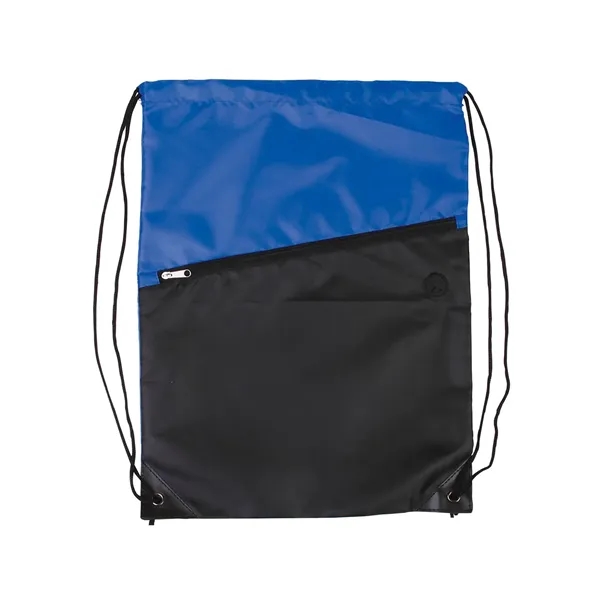 Polyester drawstring backpack with large colorful main storage compartment, black front... from ASI 79530 Prime Line