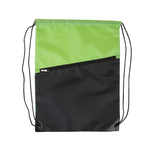 Polyester drawstring backpack with large colorful main storage compartment, black front... from ASI 79530 Prime Line