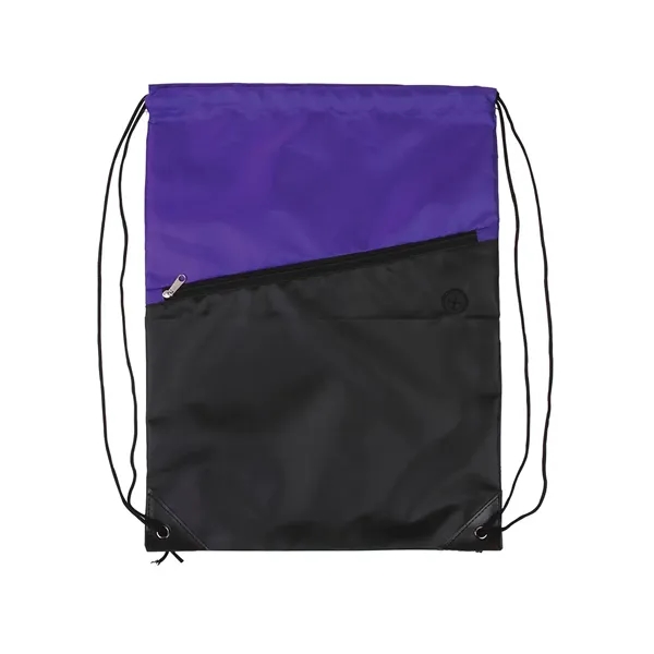 Polyester drawstring backpack with large colorful main storage compartment, black front... from ASI 79530 Prime Line