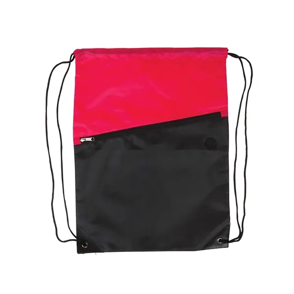 Polyester drawstring backpack with large colorful main storage compartment, black front... from ASI 79530 Prime Line