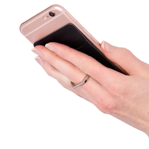 Polyurethane leatherette smartphone pocket with rotating metal ring on back that... from ASI 79530 Prime Line