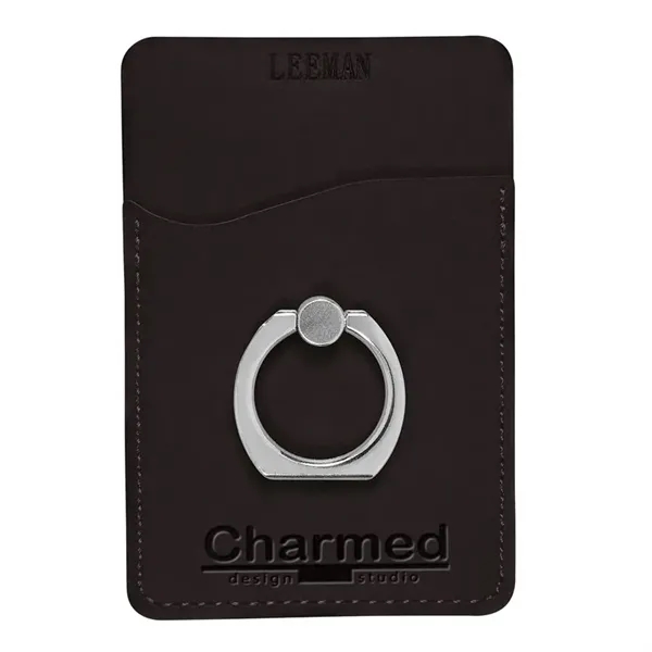 Polyurethane leatherette smartphone pocket with rotating metal ring on back that... from ASI 79530 Prime Line