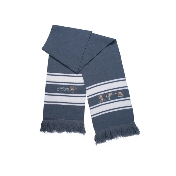 Knit scarf with accent stripes and fringed edges.... from ASI 79530 Prime Line
