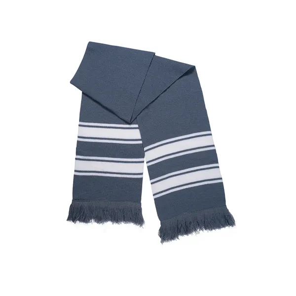 Knit scarf with accent stripes and fringed edges.... from ASI 79530 Prime Line