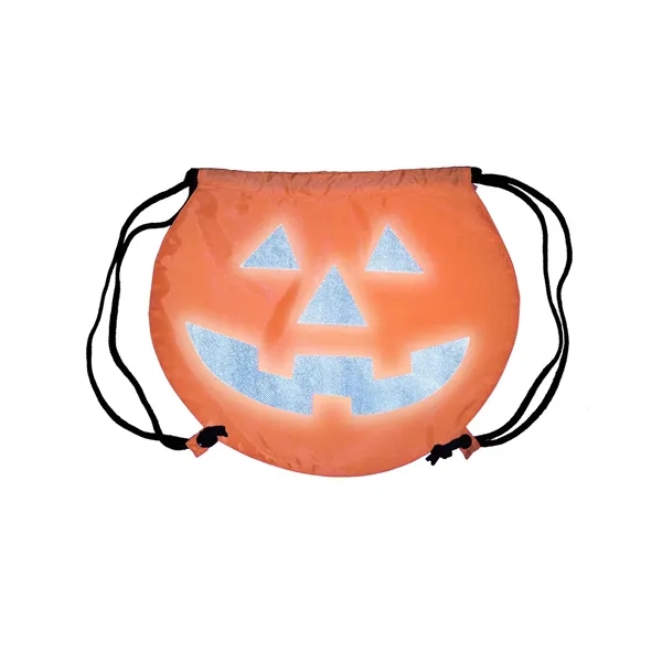Polyester drawstring backpack with jack-o-lanterns tock art printed in reflective ink.... from ASI 79530 Prime Line