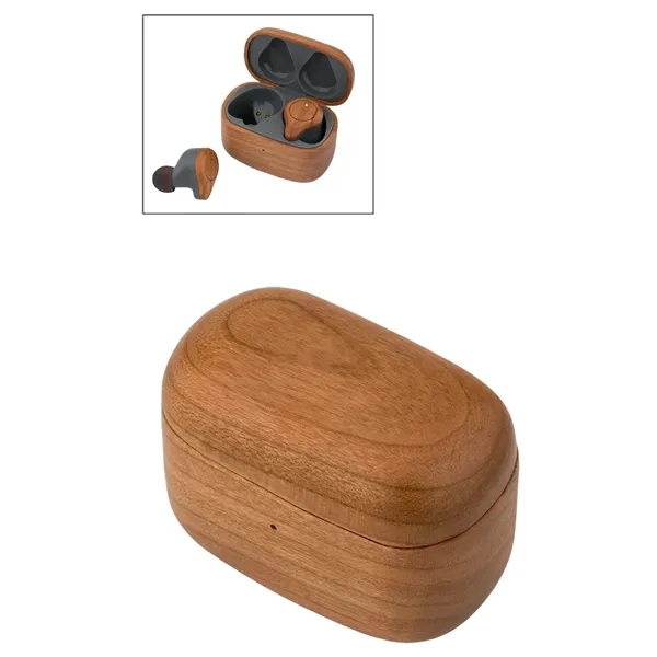 Cherry Wood TWS Wireless Earbuds and Charger Case... from ASI 89320 Starline USA Inc