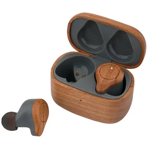 Cherry Wood TWS Wireless Earbuds and Charger Case... from ASI 89320 Starline USA Inc