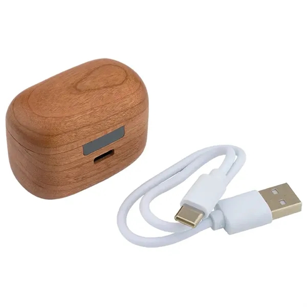 Cherry Wood TWS Wireless Earbuds and Charger Case... from ASI 89320 Starline USA Inc