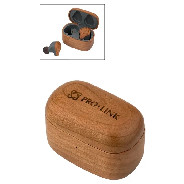 Cherry Wood TWS Wireless Earbuds and Charger Case... from ASI 89320 Starline USA Inc