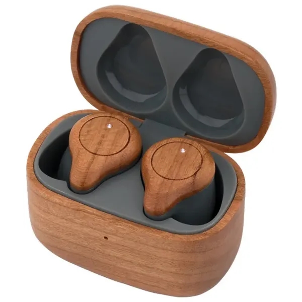 Cherry Wood TWS Wireless Earbuds and Charger Case... from ASI 89320 Starline USA Inc