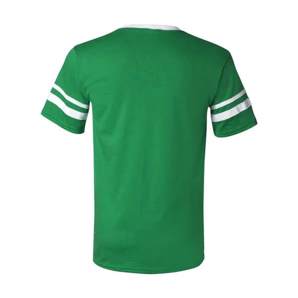 V-neck jersey with striped sleeves. Blank product.... from ASI 84358 S&S Activewear