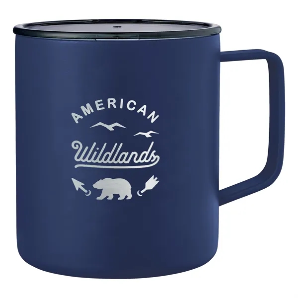 14 oz. double wall vacuum insulated mug with powder-coated finish.... from ASI 66887 PCNA / Leeds