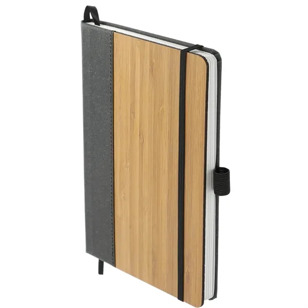 5.5" x 8.5" journal with a bamboo cover, recycled leather accent,... from ASI 66887 PCNA / Leeds