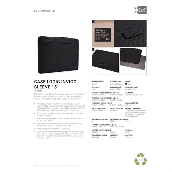 Case Logic Invigo Recycled 16'' Laptop Sleeve... from ASI 66887 PCNA / Leeds