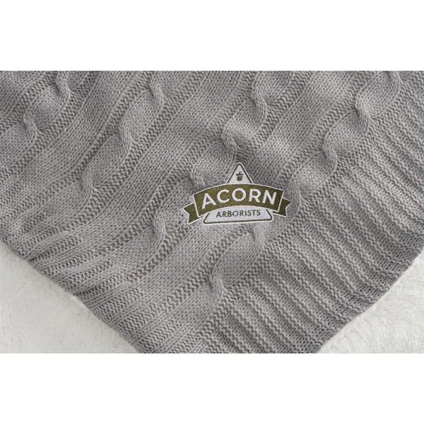50" x 60" acrylic cable knit and polyester sherpa blanket.... from ASI 66887 PCNA / Leeds