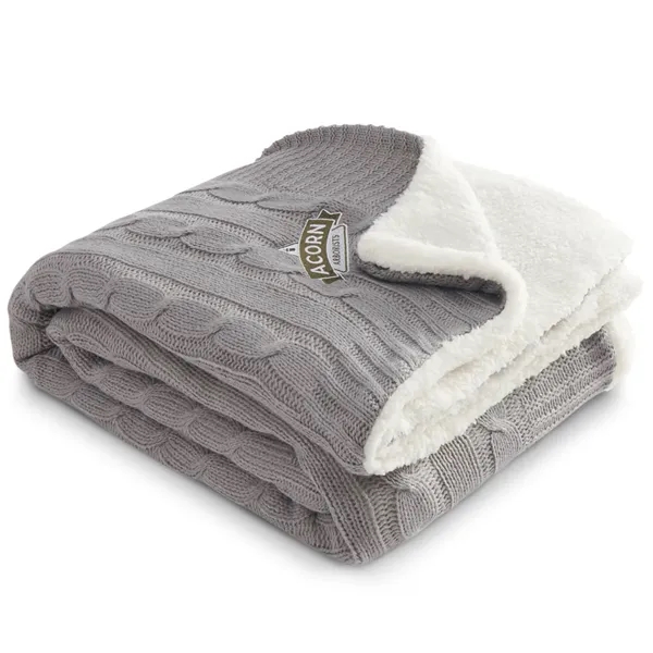 50" x 60" acrylic cable knit and polyester sherpa blanket.... from ASI 66887 PCNA / Leeds