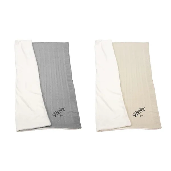 50" x 60" acrylic cable knit and polyester sherpa blanket.... from ASI 66887 PCNA / Leeds