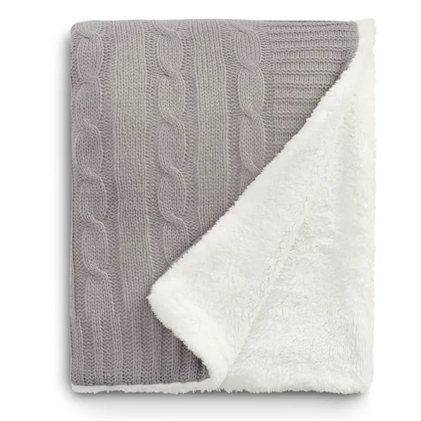 50" x 60" acrylic cable knit and polyester sherpa blanket.... from ASI 66887 PCNA / Leeds
